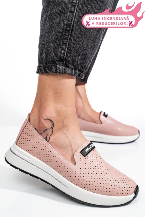 Mocasini roz piele naturala jspy5271