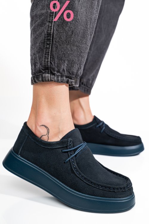Mocasini bleumarin piele naturala intoarsa jspy3783