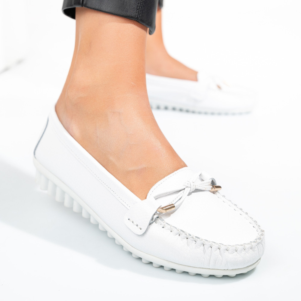 MOCASINI WHITE PIELE NATURALA FSPZ8817