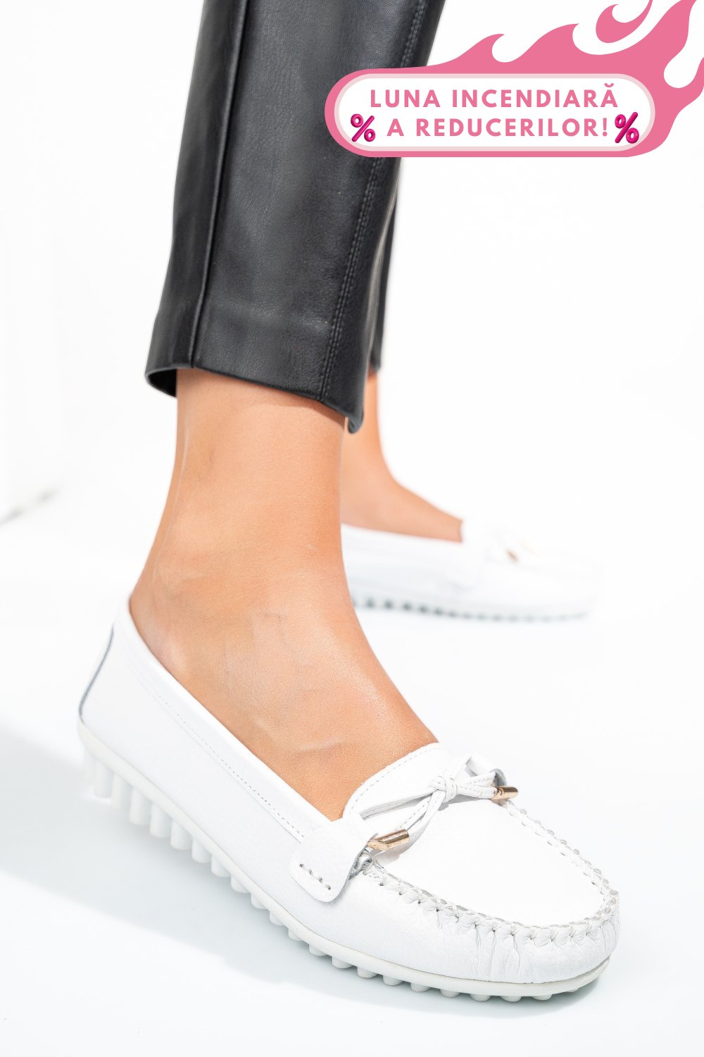 MOCASINI WHITE PIELE NATURALA FSPZ8817