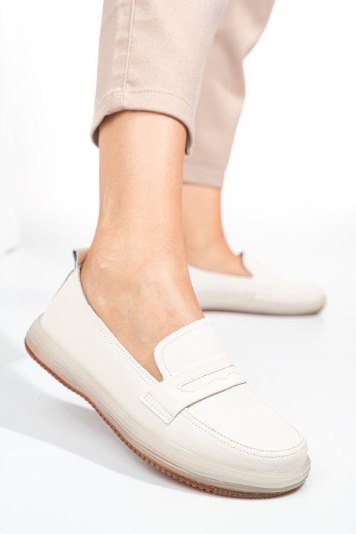 Mocasini beige piele naturala 2sp602