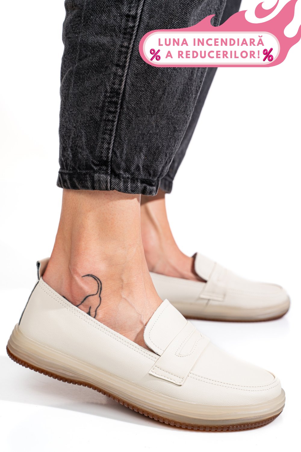 MOCASINI BEJ PIELE NATURALA SSPF33112602