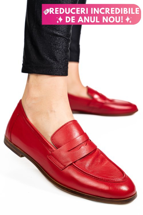 Mocasini rosii piele naturala tima822