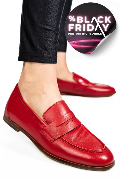 Mocasini rosii piele naturala tima822