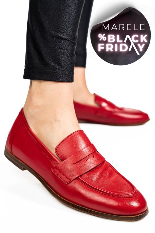 Mocasini rosii piele naturala tima822