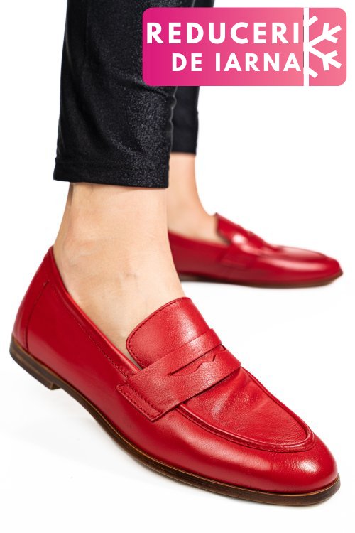 Mocasini rosii piele naturala tima822