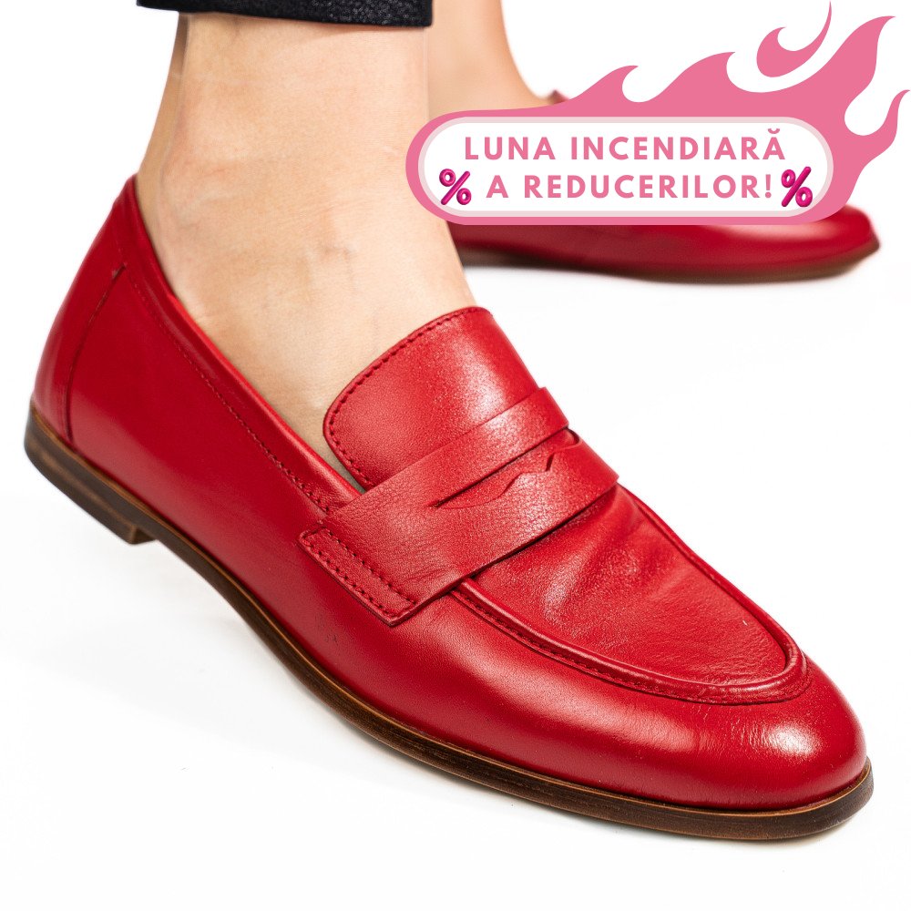 MOCASINI ROSII PIELE NATURALA TIMA822