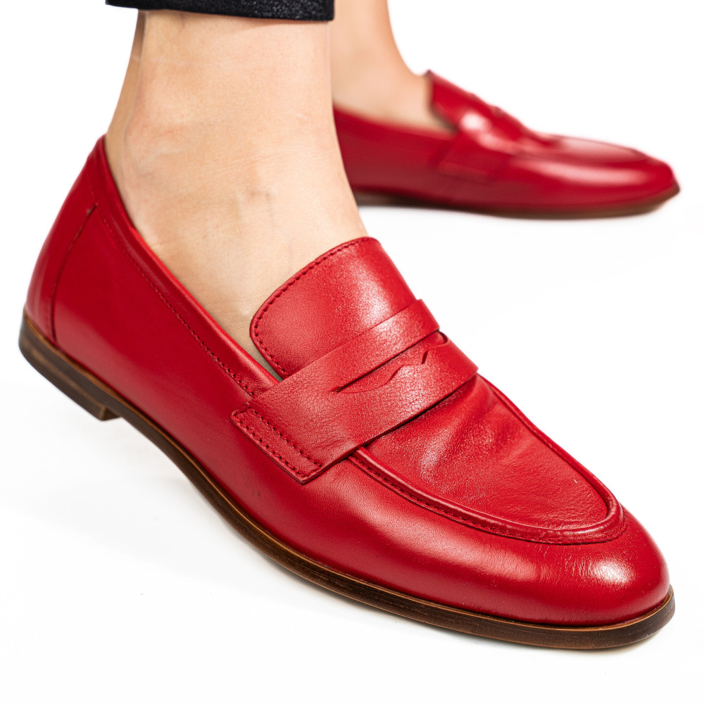 MOCASINI ROSII PIELE NATURALA TIMA822