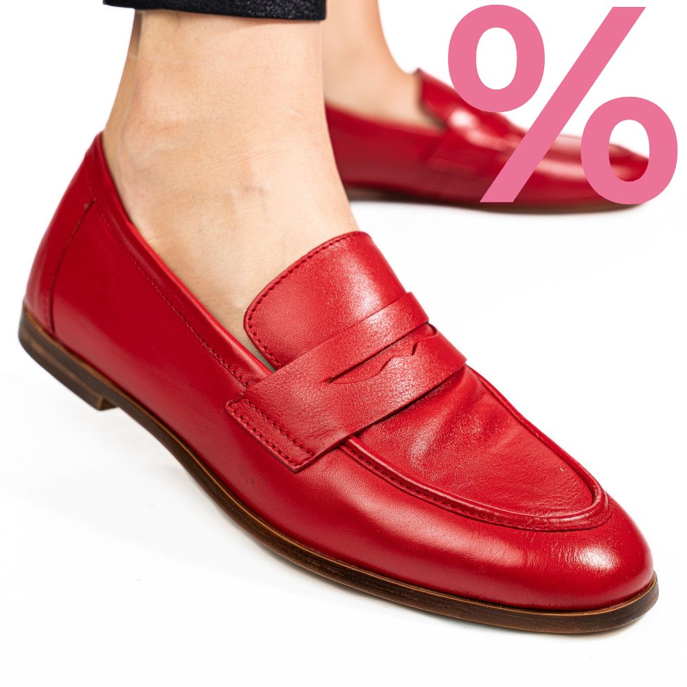 MOCASINI ROSII PIELE NATURALA TIMA822