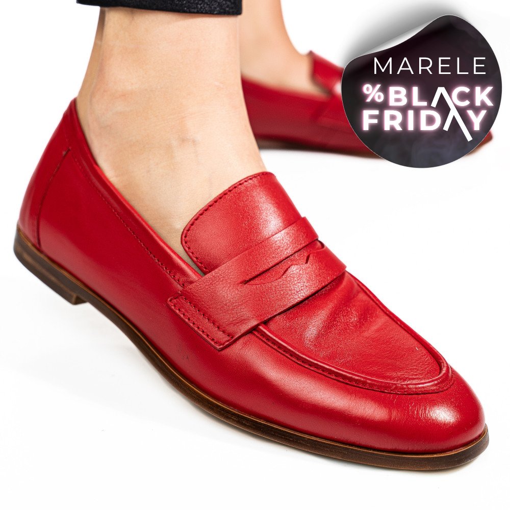 MOCASINI ROSII PIELE NATURALA TIMA822