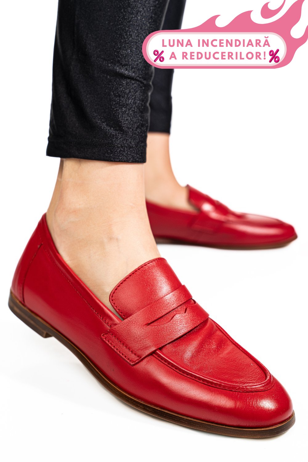 MOCASINI ROSII PIELE NATURALA TIMA822