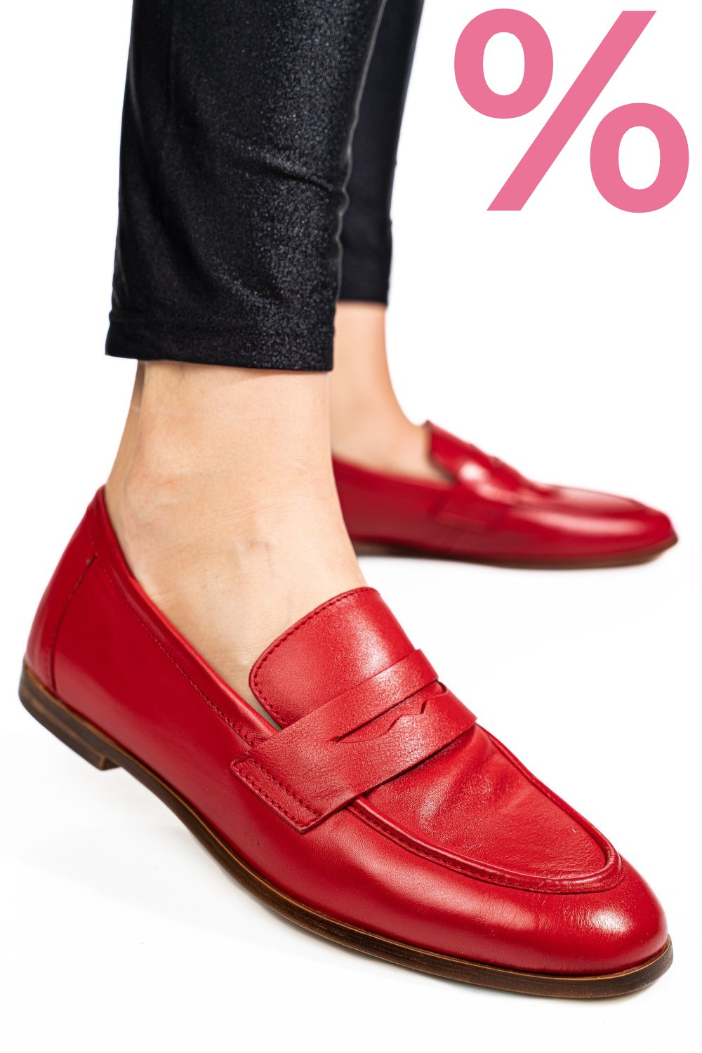 MOCASINI ROSII PIELE NATURALA TIMA822