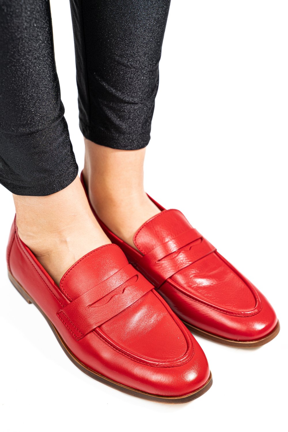 MOCASINI ROSII PIELE NATURALA TIMA822