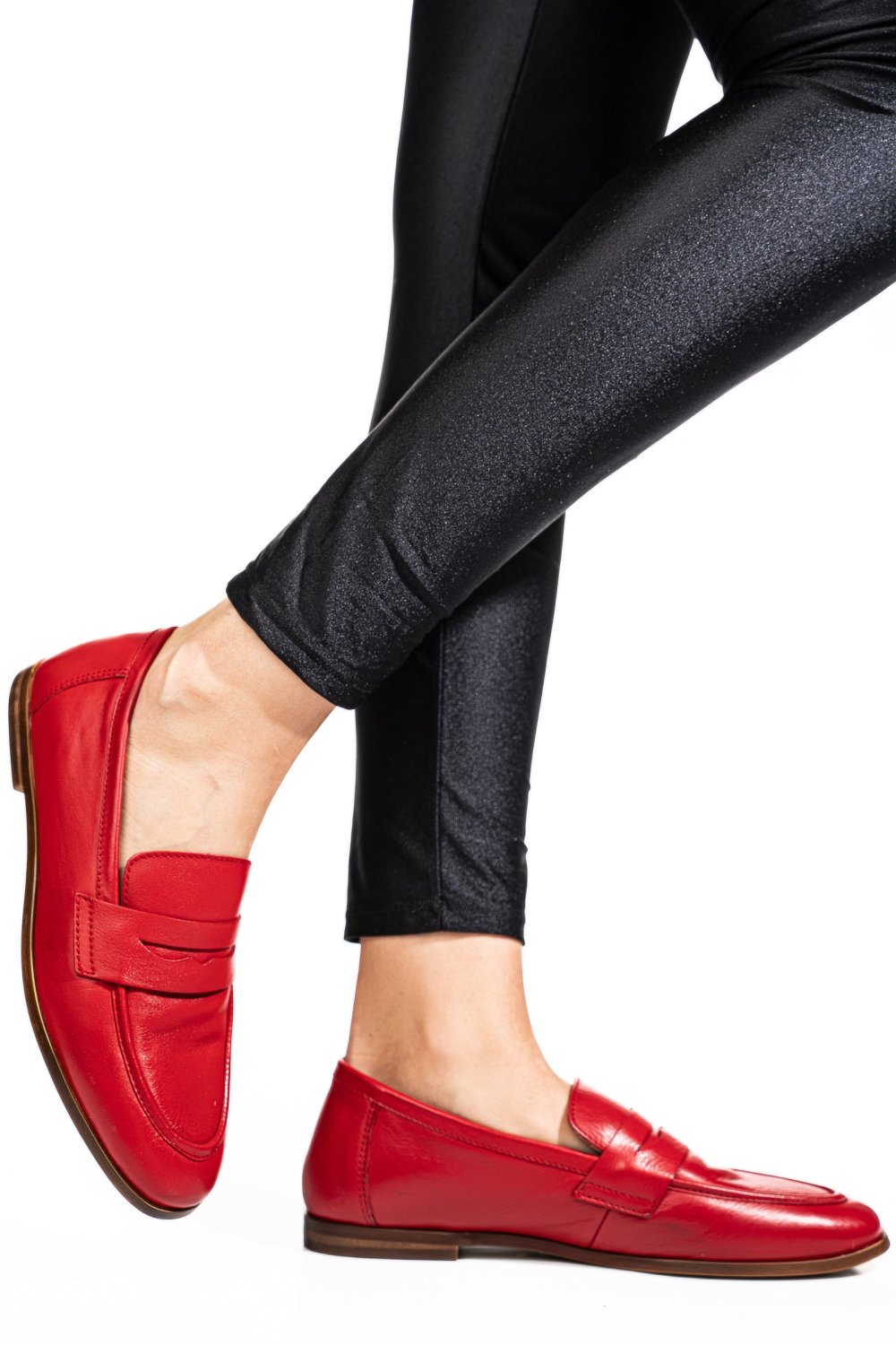 MOCASINI ROSII PIELE NATURALA TIMA822