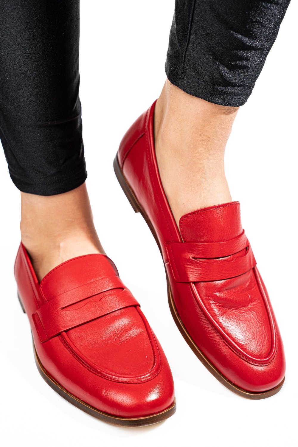 MOCASINI ROSII PIELE NATURALA TIMA822