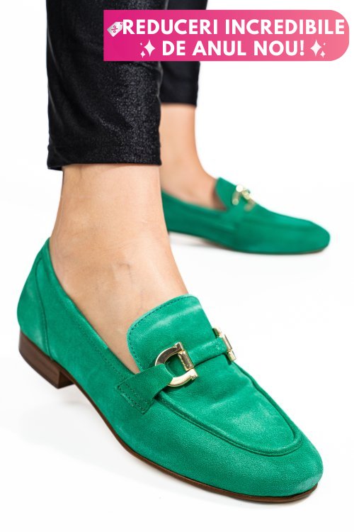 Mocasini verzi piele naturala intoarsa tim-a66