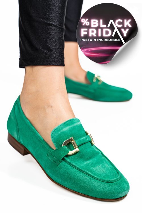 Mocasini verzi piele naturala intoarsa tim-a66