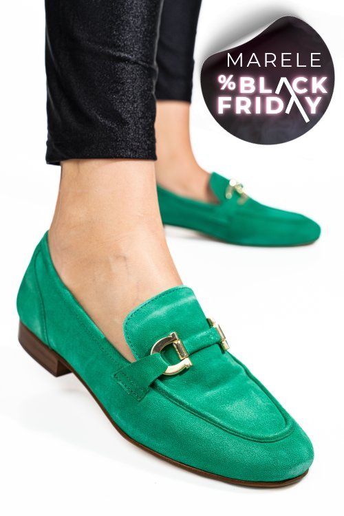 Mocasini verzi piele naturala intoarsa tim-a66