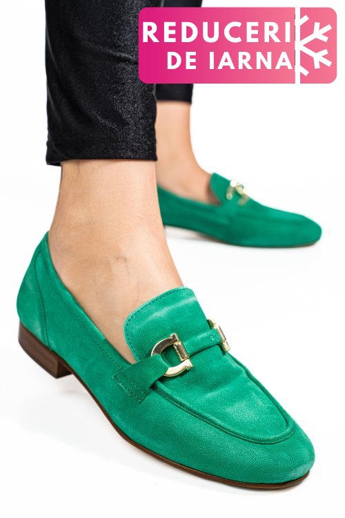 Mocasini verzi piele naturala intoarsa tim-a66