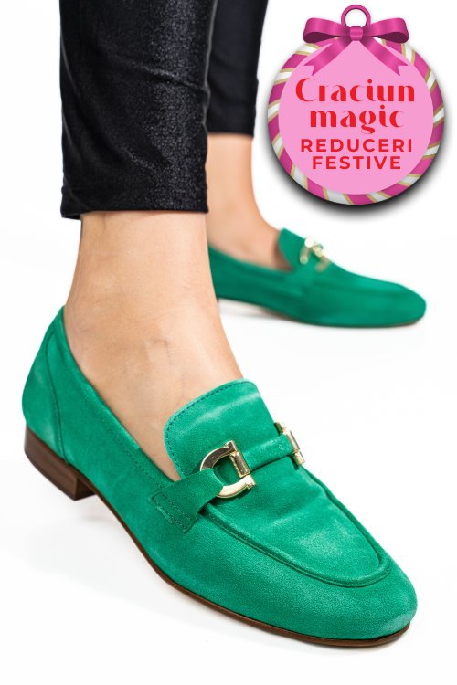 Mocasini verzi piele naturala intoarsa tim-a66