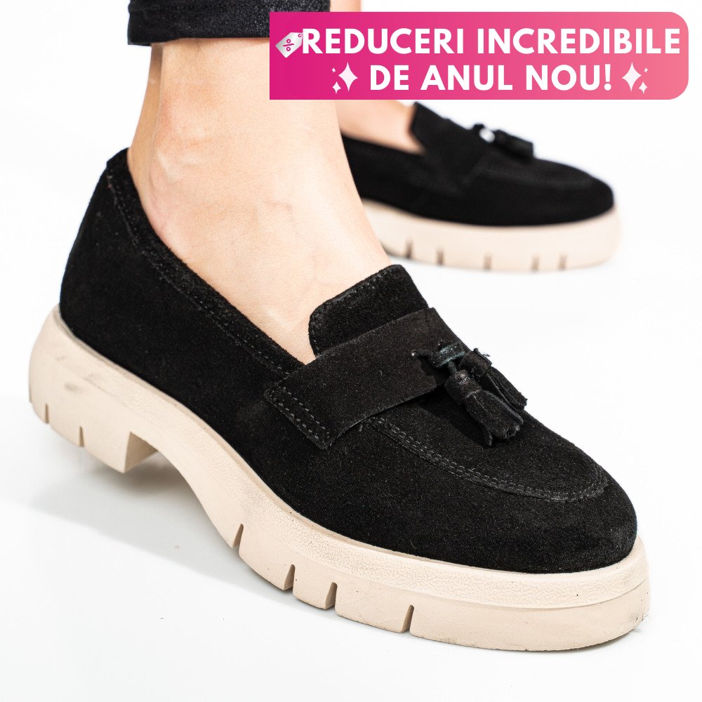 MOCASINI NEGRI PIELE NATURALA INTOARSA TIM-672