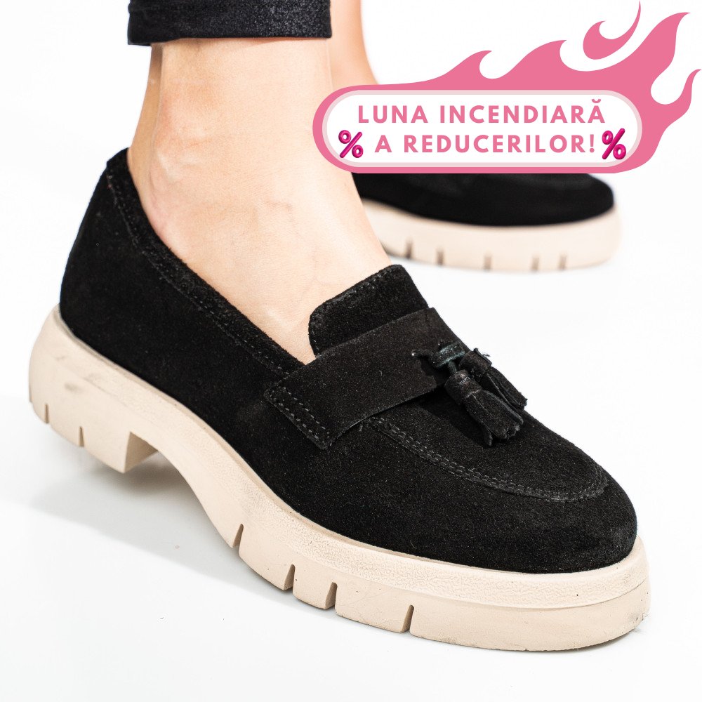 MOCASINI NEGRI PIELE NATURALA INTOARSA TIM-672