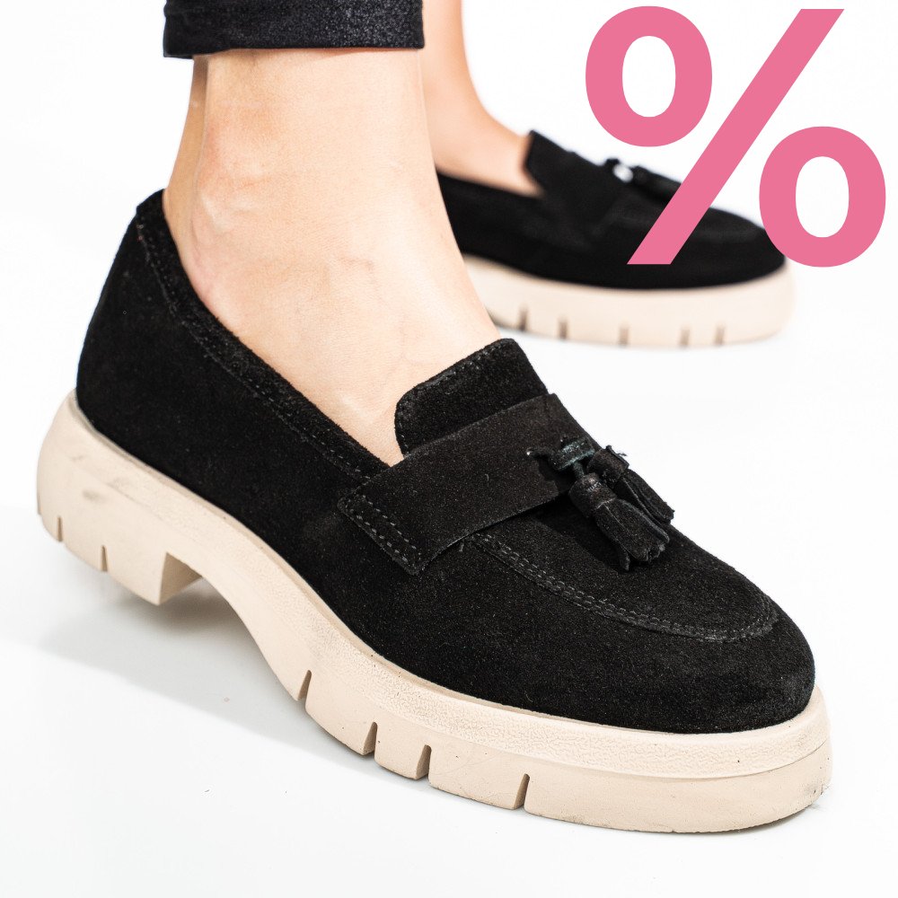 MOCASINI NEGRI PIELE NATURALA INTOARSA TIM-672