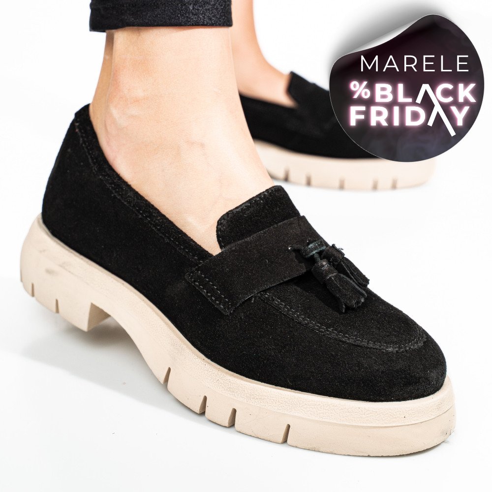 MOCASINI NEGRI PIELE NATURALA INTOARSA TIM-672