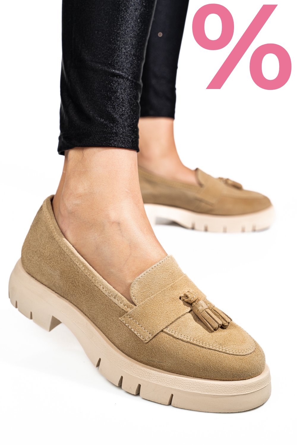 MOCASINI BEJ PIELE NATURALA INTOARSA TIM-672