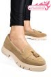 Mocasini bej piele naturala intoarsa tim-672