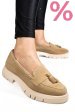 Mocasini bej piele naturala intoarsa tim-672