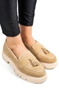 MOCASINI BEJ PIELE NATURALA INTOARSA TIM-672