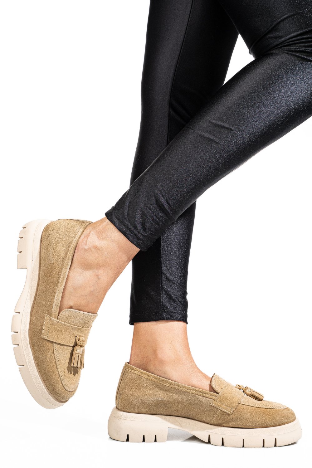 MOCASINI BEJ PIELE NATURALA INTOARSA TIM-672