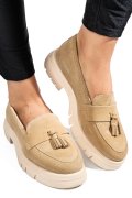 MOCASINI BEJ PIELE NATURALA INTOARSA TIM-672