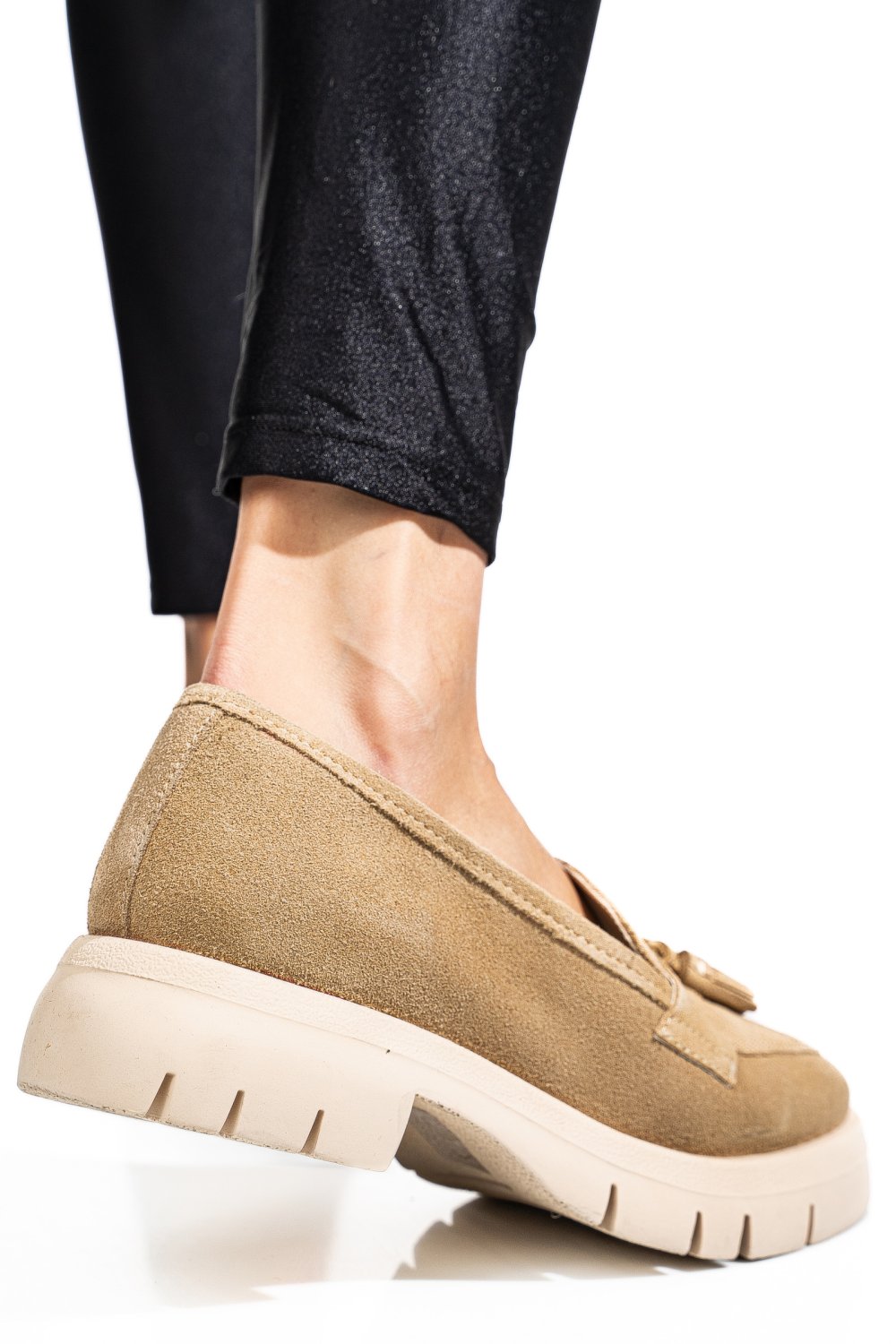 MOCASINI BEJ PIELE NATURALA INTOARSA TIM-672