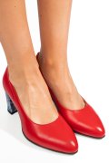 PANTOFI ROSU FLORAL PIELE NATURALA 1PC607