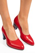 PANTOFI ROSU FLORAL PIELE NATURALA 1PC607