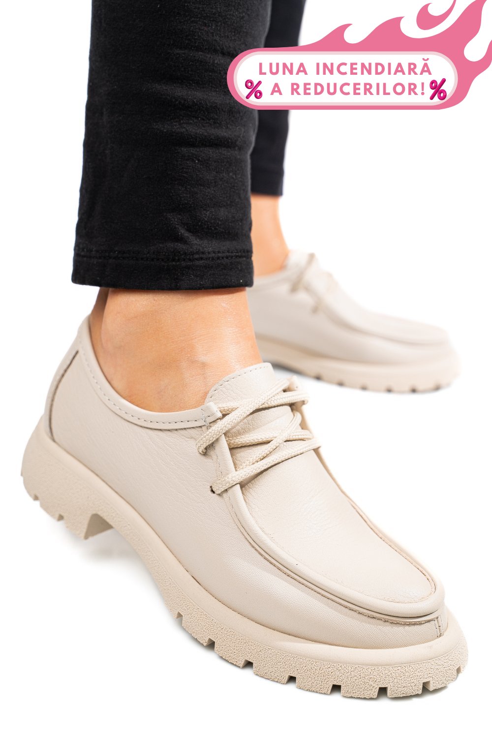 MOCASINI BEJ PIELE NATURALA 4S77247