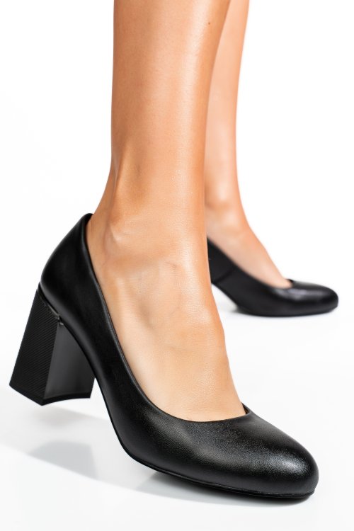 Pantofi negri piele naturala xpct24003