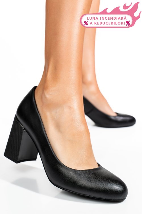 Pantofi negri piele naturala xpct24003