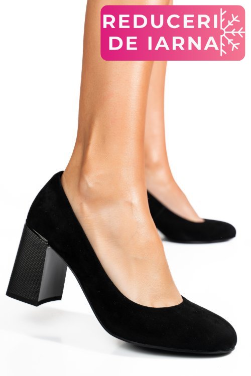 Pantofi negri piele naturala intoarsa xpct24003