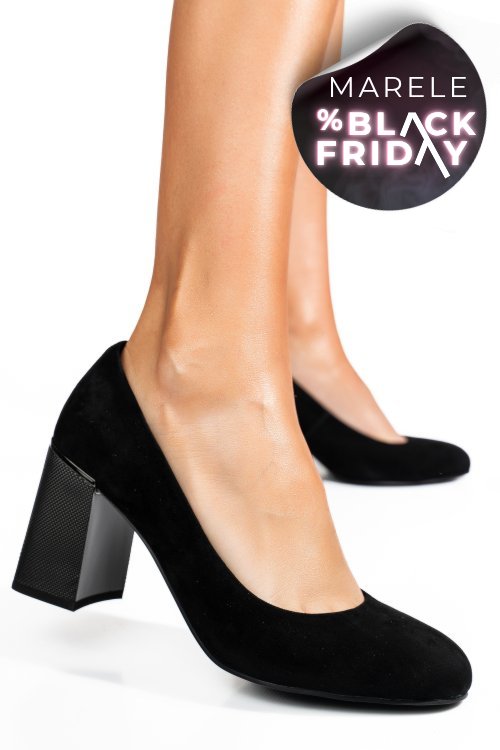 Pantofi negri piele naturala intoarsa xpct24003