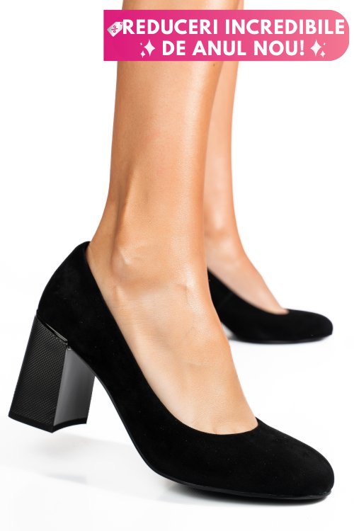 Pantofi negri piele naturala intoarsa xpct24003