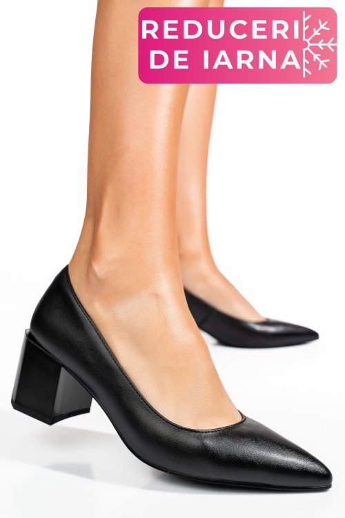 Pantofi negri piele naturala xpct24001