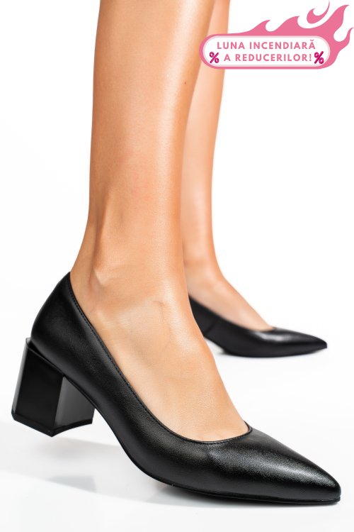 Pantofi negri piele naturala xpct24001