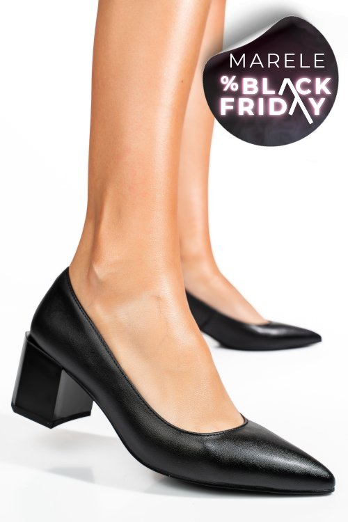 Pantofi negri piele naturala xpct24001