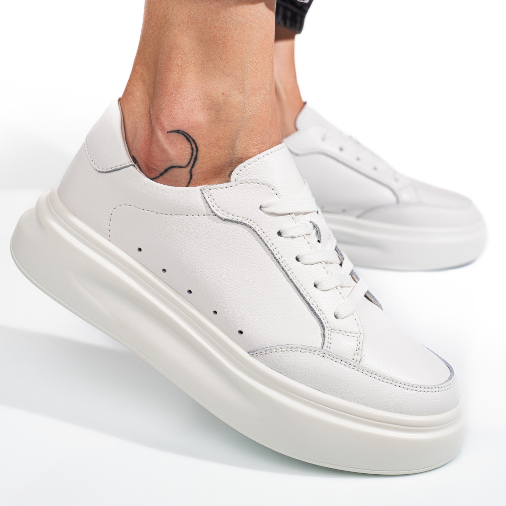PANTOFI SPORT ALL WHITE PIELE NATURALA ASPW429