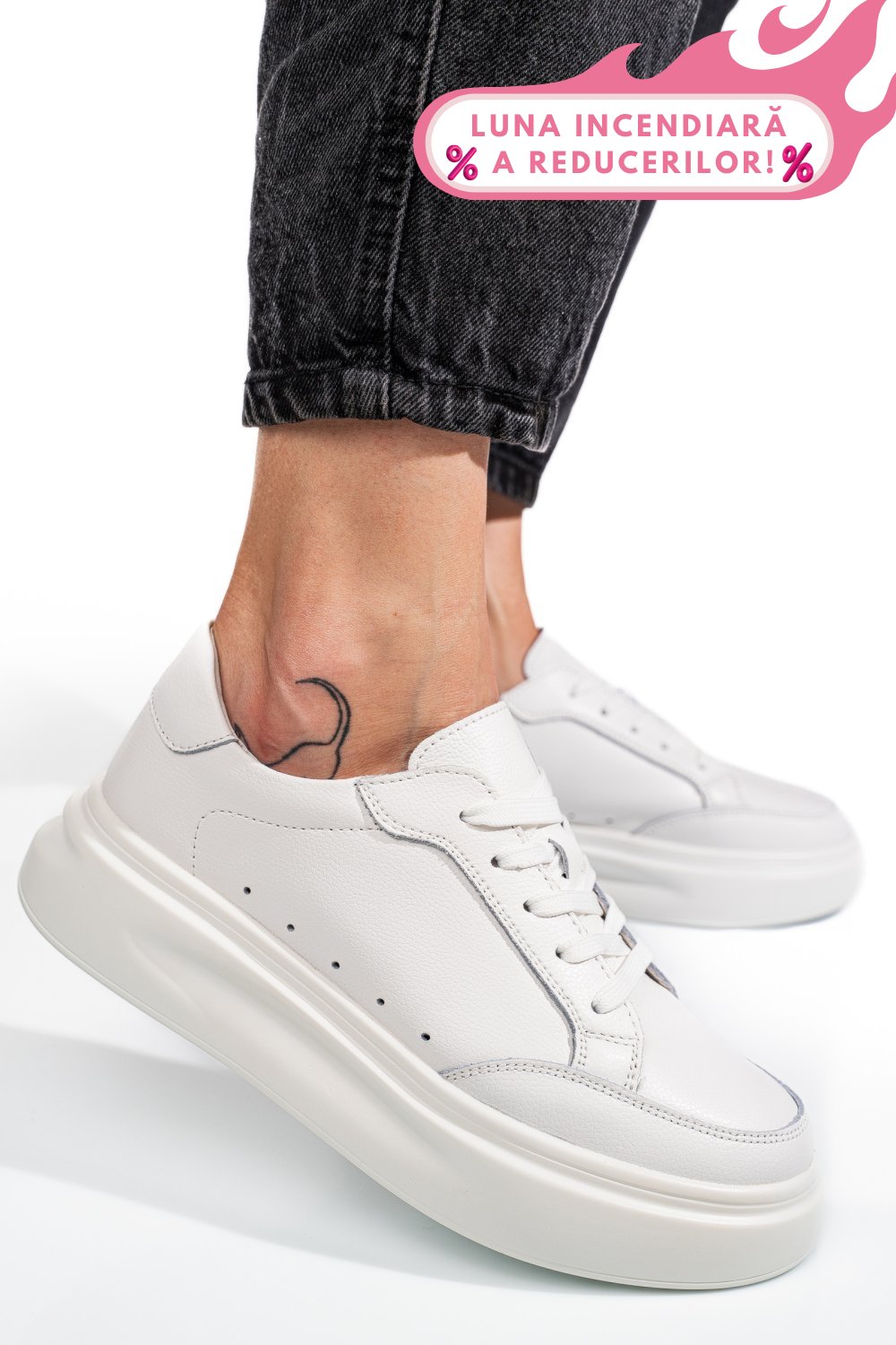 PANTOFI SPORT ALL WHITE PIELE NATURALA ASPW429