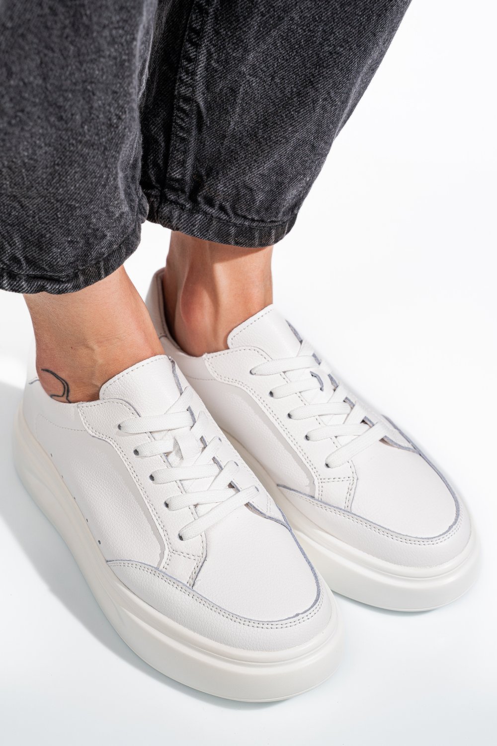PANTOFI SPORT ALL WHITE PIELE NATURALA ASPW429