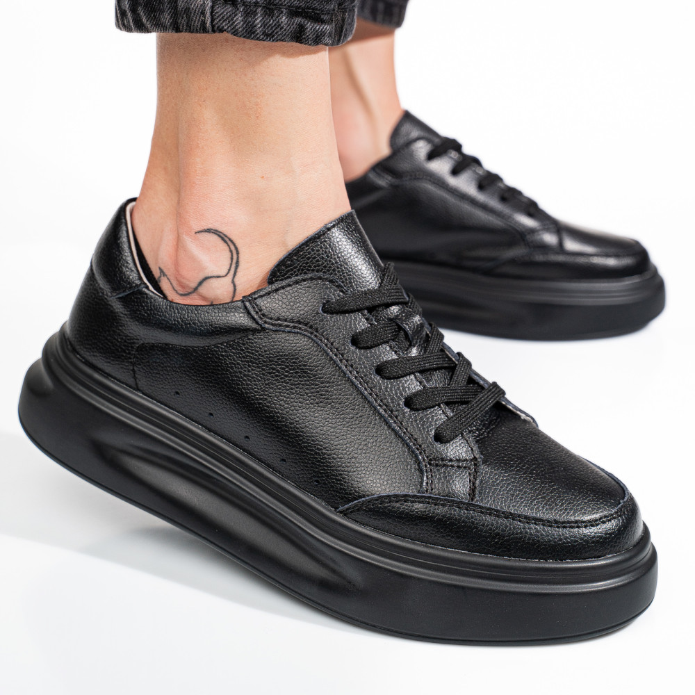 PANTOFI SPORT NEGRI PIELE NATURALA ASPW429